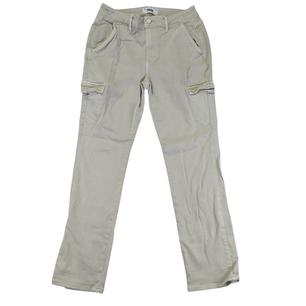 PAIGE Women's‎ Size 27 Beige Cargo Pants Straight Leg Cotton Blend Utility